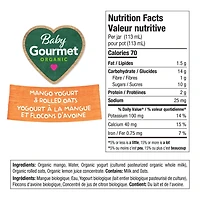 Yaourt à la mangue en pot biologique Baby Gourmet + flocons d'avoine Purée - 113ml