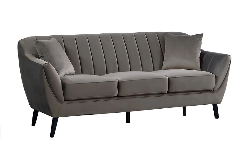 Topline Home Furnishings 3-piece Set: Sofa, Loveseat, & Chair, Charcoal Velvet