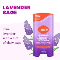 Lume Whole Body Women’s Deodorant - Smooth Solid Stick - Aluminum Free - Lavender Sage Scent - 2.6oz, 2.6oz