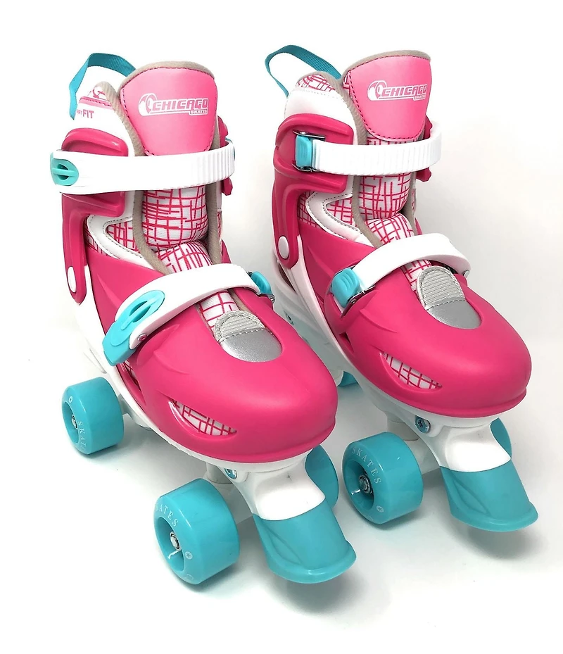 Chicago Skates - Patins à roulettes ajustables pour enfants avec accessoires,Rose