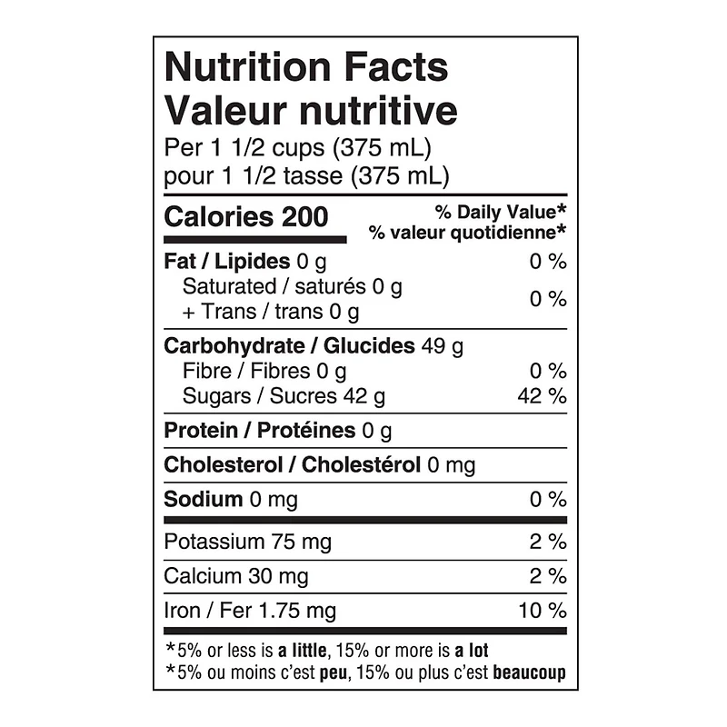 Limonade non fait de concentré Great Value 2,5 L