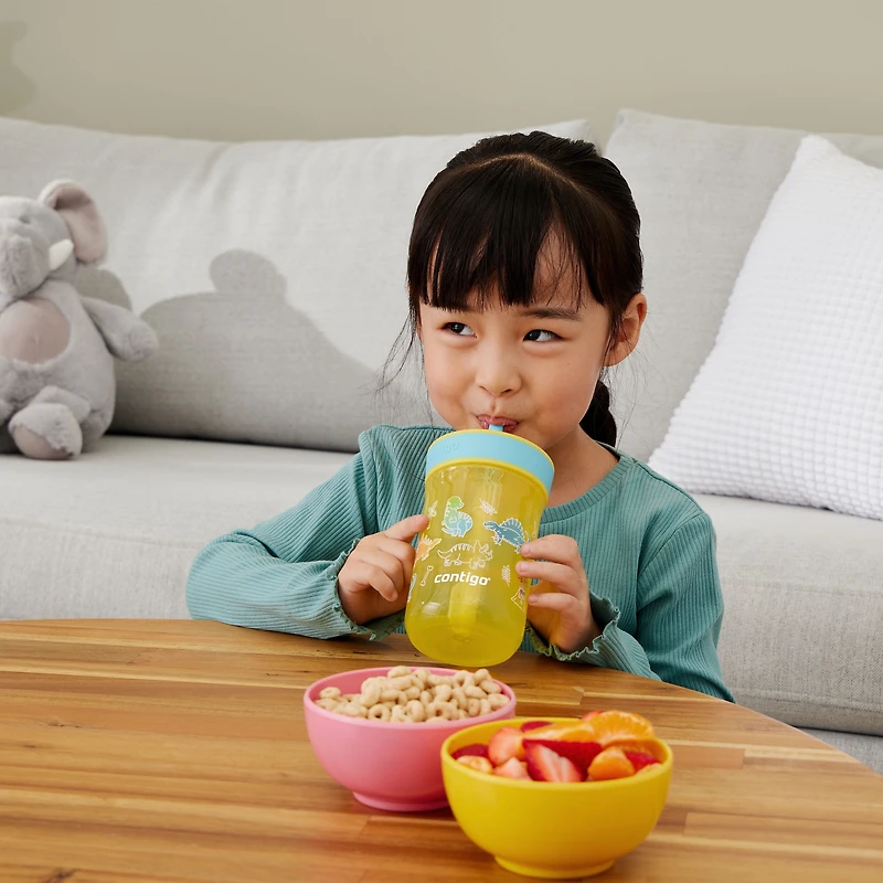 Contigo Kids Leighton Spill-Proof Tumbler with Straw, Pineapple Dinos, 14 oz (414 mL)