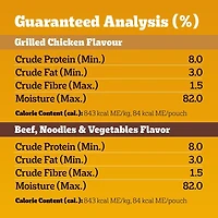 Nourriture humide pour chiens adultes PEDIGREE COUPES DE CHOIX AU JUS saveur de bœuf, nouilles et légumes et saveur de poulet grillé en format variété 8 x 100 g