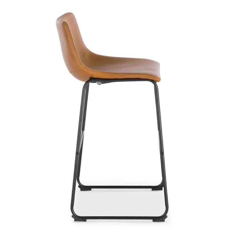 London Stylish Black Counter Stool Faux Leather PU 26", Black Metal Counter stool, Kitchen Furniture, Kitchen Island (Set of 2)