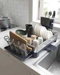 Songmics Home - Petit égouttoir à vaisselle en acier inoxydable, porte-ustensiles, argent et noir