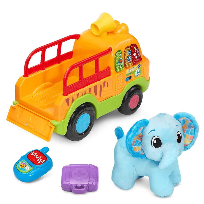 VTech® Learn & Rescue Elephant Truck™ with Plush Elephant Toy - English Version, 12-36 Months, VT ELEPHANT TRUCK EN