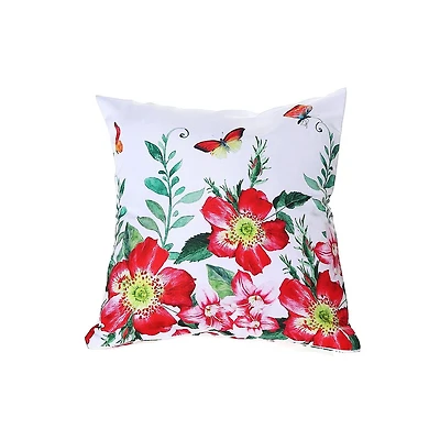 IH Casa Decor Polyester Digital Print Cushion Fiery Red Floral 18 X 18 - Set of 2