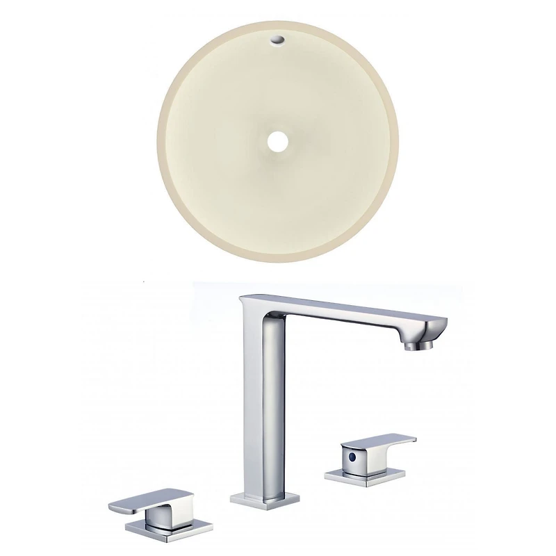16-in. W Round Bathroom Undermount Sink Set In Biscuit - Chrome Hardware AI-22870