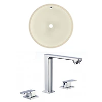 16-in. W Round Bathroom Undermount Sink Set In Biscuit - Chrome Hardware AI-22870