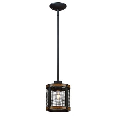 Westinghouse Lighting 1-Light Mini Pendant Emmett- Oil Rubbed Bronze with Barnwood Accents