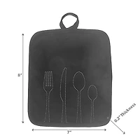 Utensil Front Stitched Pot Holder Black - Set of 6