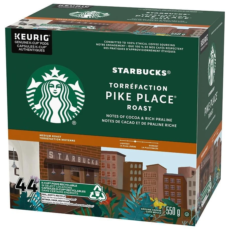 Capsules Starbucks PIKE PLACE Torr. moyenne Keurig K-Cup 44 un. PIKE PL. K-Cup 44 x 12 g 44 unites
