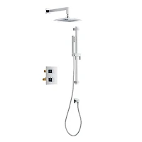 Square 3-functions thermostatic valve. handheld handshower and showerhead, or simultaneously