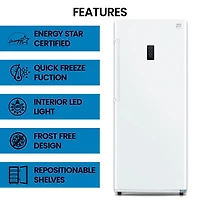 Kenmore 17 Cu. Ft. Convertible Upright Freezer/Refrigerator, 480L, Garage-Ready, Frost-Free, Large Capacity, White