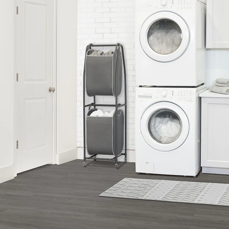neatfreak! Trieuse à linge verticale à 2 niveaux sur roulettes avec paniers à linge et technologie de réduction des odeurs EVERFRESH®