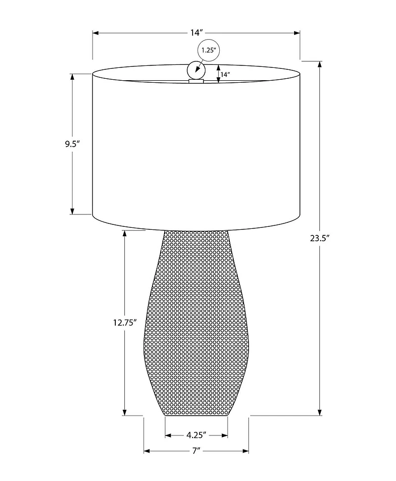 Monarch Specialties  Luminaire, 24"h, Lampe De Table, Résine Grise, Teinte Ivoire / Crème, Contemporain