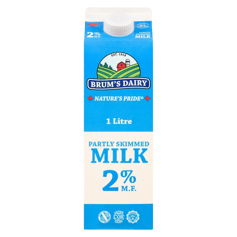 Brum's 2% M.F Partly Skimmed Milk.