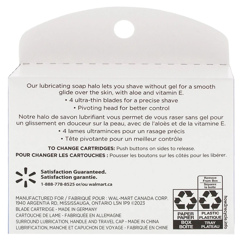 Recharges de cartouches à 4 lames Equate 3 recharges de cartouches