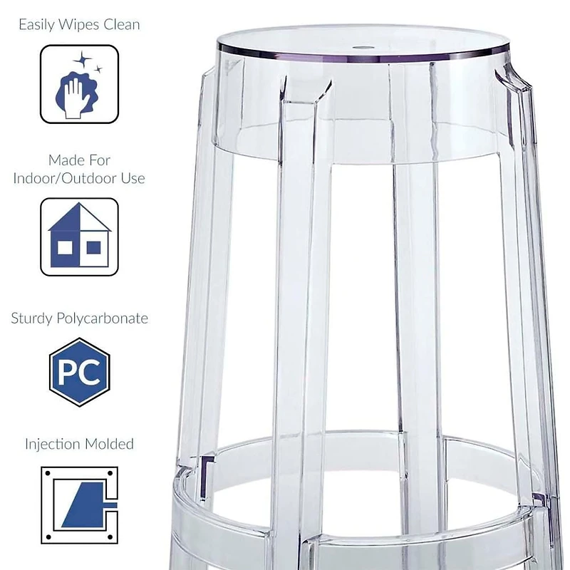Heavenly Collection Clear Plastic Bar Stool SET OF 2
