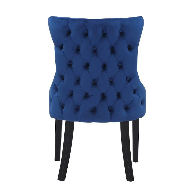 Storm Dining Chair Set of 2 – Classic and Modern Blue Velvet Dining Accent Chairs with Comfortable Upholstery and Sleek Black Wooden Legs, Perfect for Elegant Dining Spaces