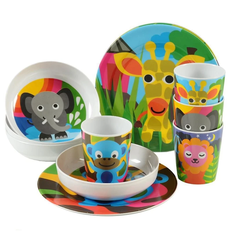 French Bull - Ensemble de 4 tasses pour enfants - Animaux de la jungle