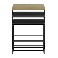 Chic industriel Aluminium Fonte Table d'Appoint, Jeu de 3 - Or Antique et Noir