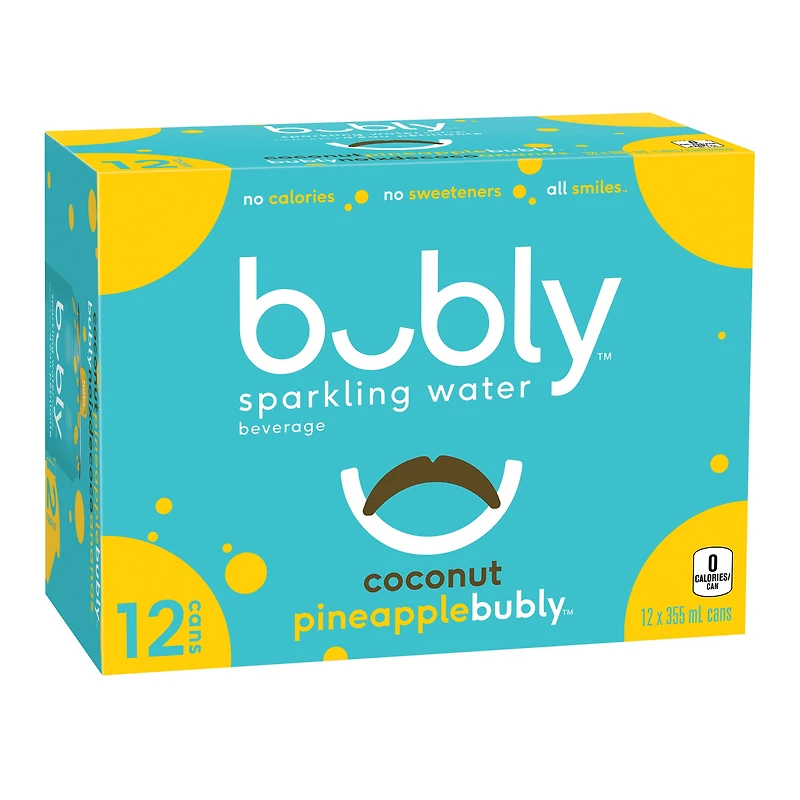 Bubly Coconut Pineapple Sparkling Water 12 x 355 ml, Cans.