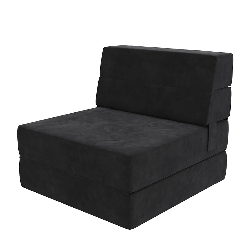 Novogratz The Flower Modular Chair and Lounger Bed with 5-in-1 Design, Black