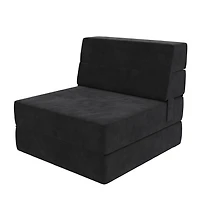 Novogratz The Flower Modular Chair and Lounger Bed with 5-in-1 Design, Black