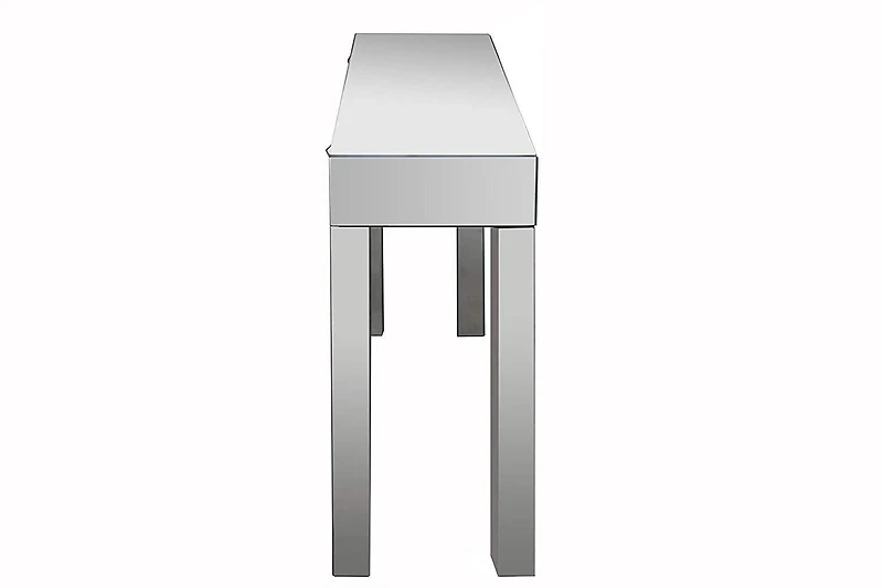 Console élégante à 3 tiroirs en miroir avec finition argentée sophistiquée – Table d'entrée chic et fonctionnelle.
