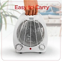 BLACK+DECKER Chauffage d'appoint pour bureau, bureau à domicile et bureau portable, chauffage personnel avec 3 réglages, chauffage de bureau avec thermostat réglable, blanc