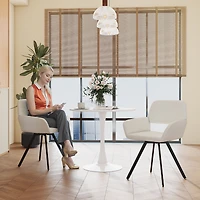 Bureau rond Homy Casa de 80 cm avec piètement en métal pour bureau ou maison
