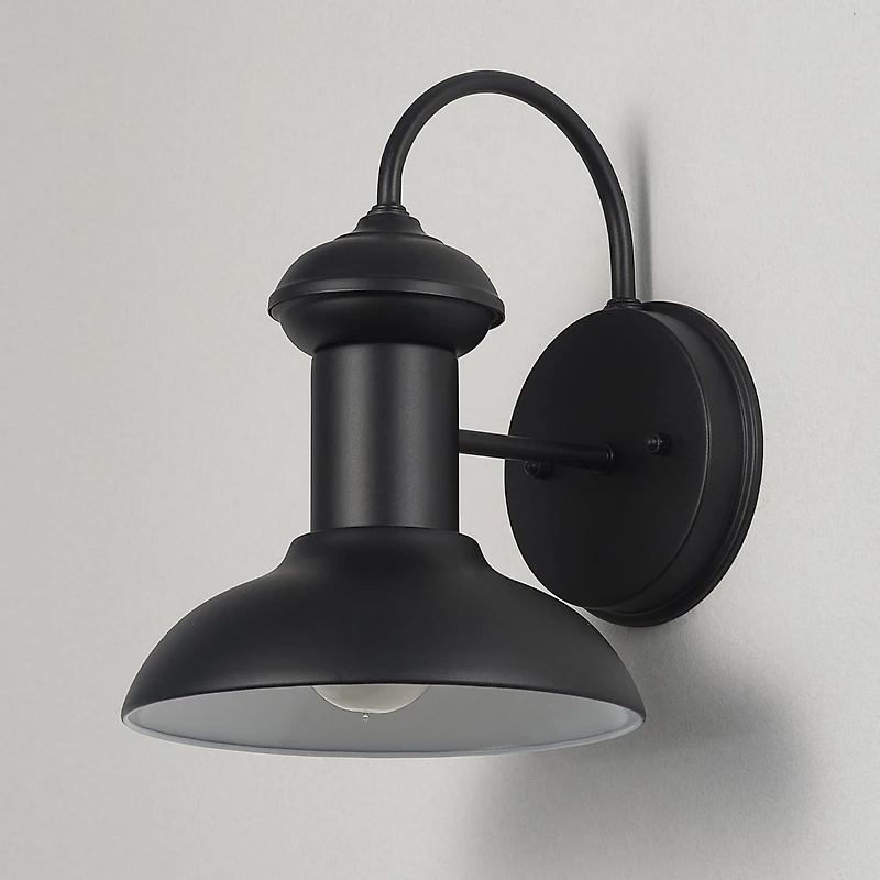Globe Electric 1-Light Matte Black Outdoor Indoor Wall Sconce, No Battery Required