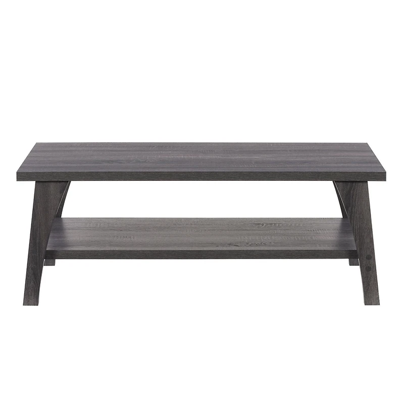 Table basse d'intérieur à deux niveaux CorLiving Hollywood, style Mid-Century Modern, en bois d'ingénierie gris foncé