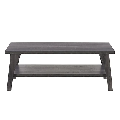 Table basse d'intérieur à deux niveaux CorLiving Hollywood, style Mid-Century Modern, en bois d'ingénierie gris foncé