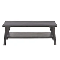 Table basse d'intérieur à deux niveaux CorLiving Hollywood, style Mid-Century Modern, en bois d'ingénierie gris foncé