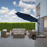 CorLiving 9.5ft Offset Tilting and Rotating Outdoor Umbrella with Aluminum and Steel Frame and Durable Canopy