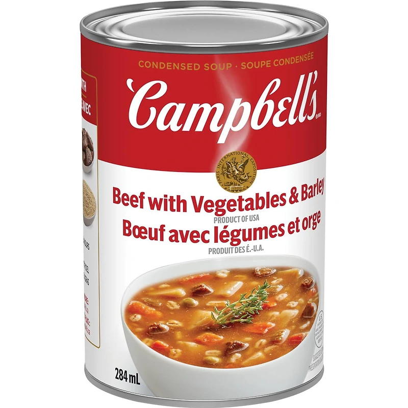 Campbell's® Condensed Beef with Vegetables & Barley Soup, Shelf Stable, Condensed Soup, 284 mL