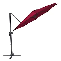 Parasol d'extérieur CorLiving de 2,9 m (9,5 pi) déporté, inclinable et pivotant, avec structure en aluminium et acier et toile résistante, rouge bordeaux
