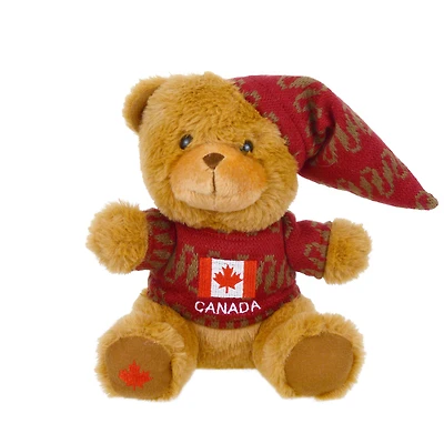 Ours en peluche brun, rouge et blanc, 22 cm (8,75 po), adulte, décoration, fête du Canada, une façon de célébrer