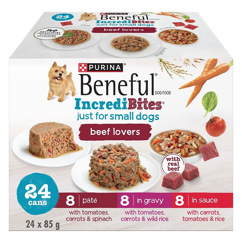 Beneful Incredibites Beef Lovers VP, Wet Dog Food 85g x 24, 85 g x 24