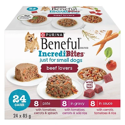 Beneful Incredibites Beef Lovers VP, Wet Dog Food 85g x 24, 85 g x 24