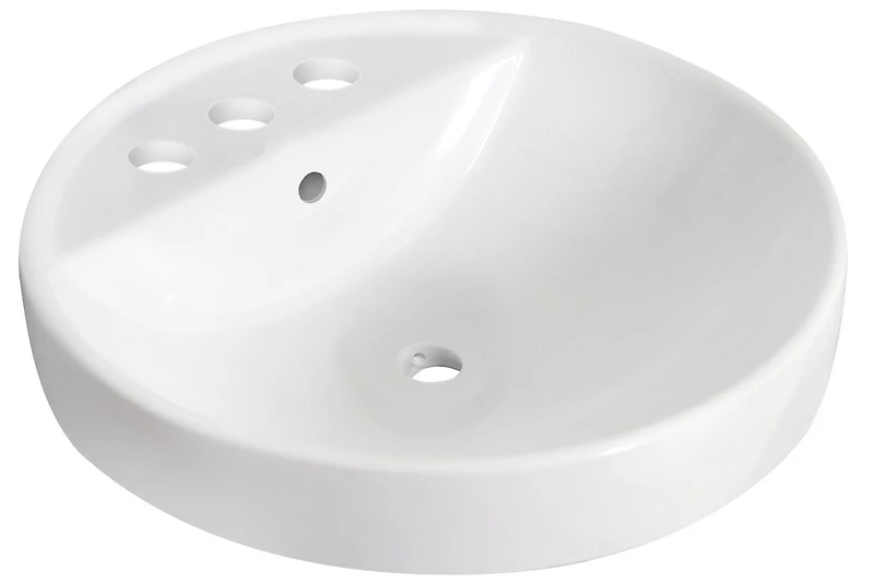 American Imaginations AI-31145 18.25 pouces W Drop dans le récipient blanc pour 3H4-in. Centre de forage