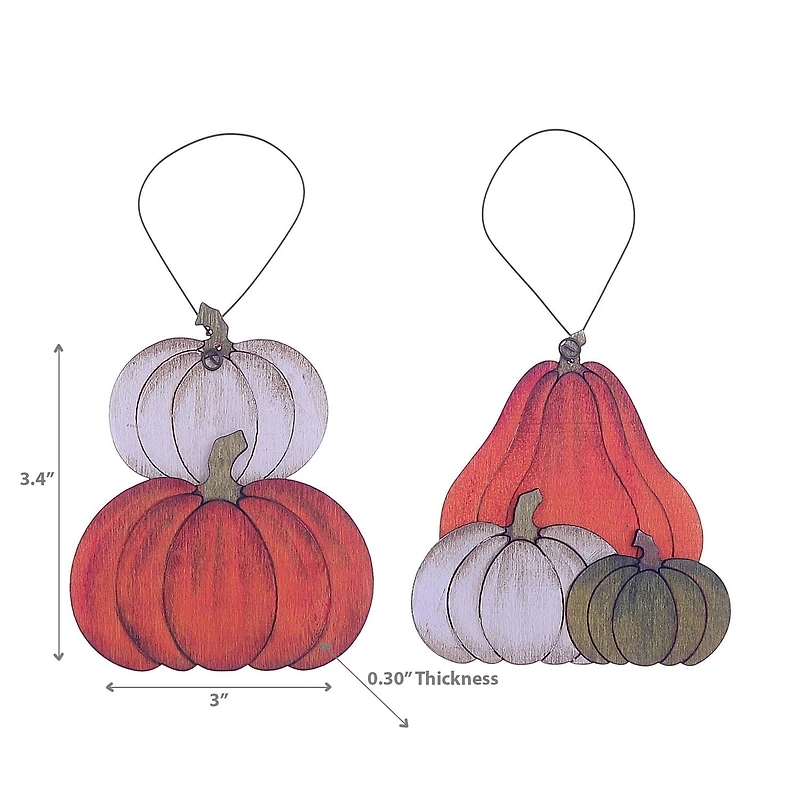 Ornement De Citrouilles En Bois - Ensemble De 4