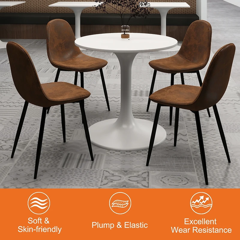 Homy Casa 63 inch Dining Set for 4, Large Faux Walnut Table with Fabric Upholstered Chairs, Green Fabric