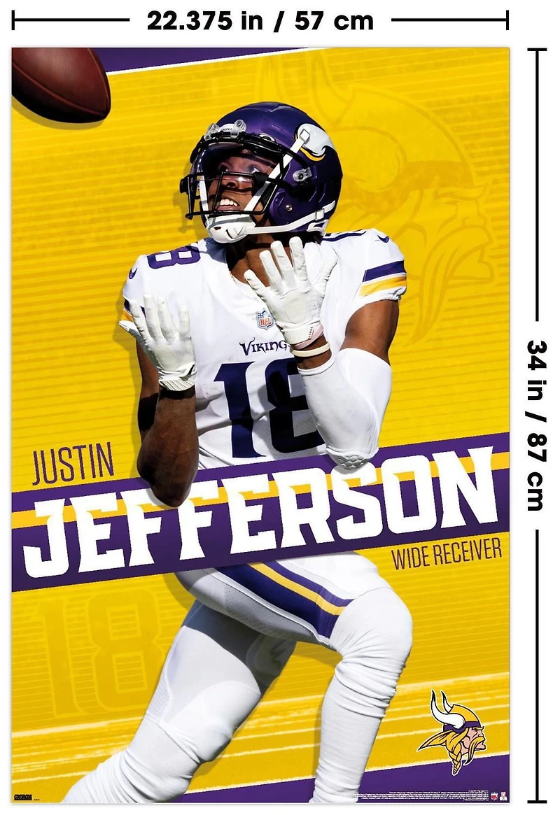 NFL Minnesota Vikings - Justin Jefferson 22 Wall Poster, 22.375" x 34"