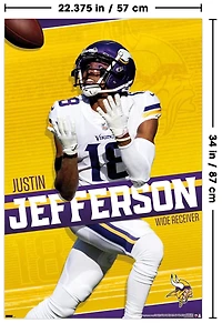 NFL Minnesota Vikings - Justin Jefferson 22 Wall Poster, 22.375" x 34"