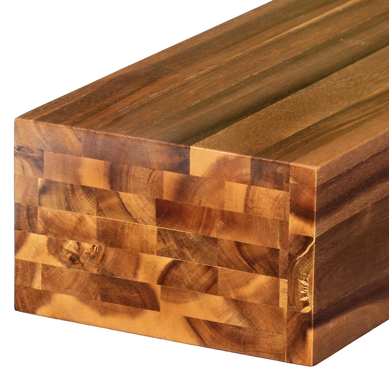 Tablette de foyer de 60 po en bois d'acacia fini lustré