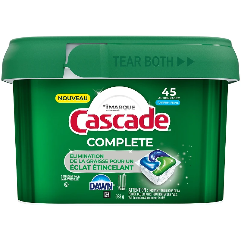 Cascade Complete Action Pacs, Dishwasher Detergent, Fresh 45CT