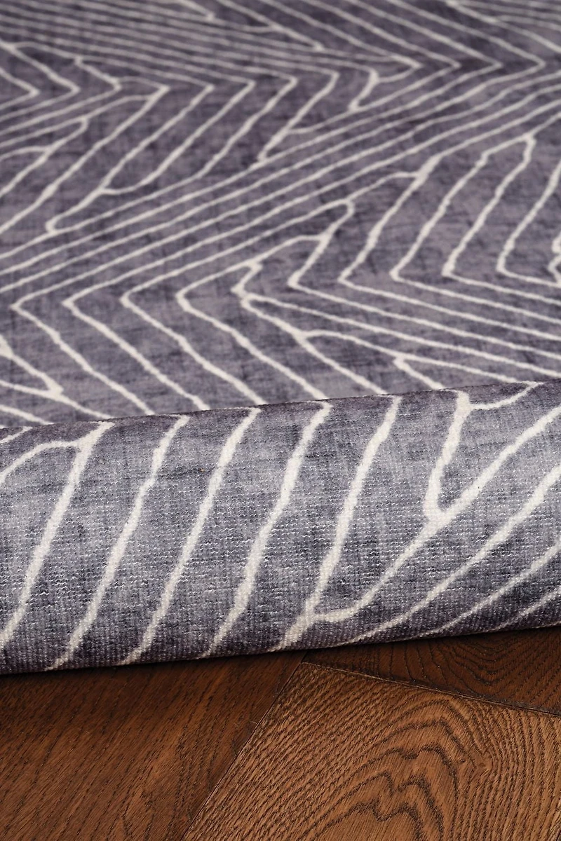 Fuller 3' x 5' Washable Accent Rug, Grey and Ivory